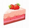 Slice of strawberry cake vector isolated on white background. Slice ...