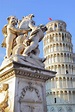 The Statue of Angels and Leaning Tower Stock Image - Image of famous ...
