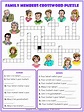 Family Members Vocabulary Esl Crossword Puzzle Worksheet For Kids | PDF