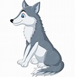 Lobo de dibujos animados sentado en blanco | Vector Premium