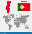 Portugal Map on a World Map with Flag and Map Pointer. Vector ...