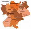Lyon regio kaart - regio Lyon frankrijk kaart (Auvergne-Rhône-Alpes ...