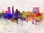Indianapolis Skyline In Watercolor Background Painting by Pablo Romero