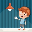 Premium Vector | Illustration of a kid turning on the light