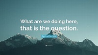 Samuel Beckett Quote: “What are we doing here, that is the question.”