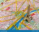 Eiffel tower on Paris map stock photo. Image of french - 5342318