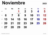 Calendario noviembre 2023 en Word, Excel y PDF - Calendarpedia