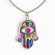 Jewish Jewelry|Pendant|Necklace|Multi-Colored Jeweled Hamsa Pendant ...