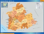 Mapa Sevilla por municipios gigante |Mapasmurales.com