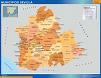 Mapa municipios provincia Sevilla | Mapas Murales de España y el Mundo