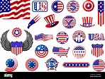 Stemmi patriottici americani, simboli ed etichette decorate con stelle ...