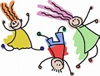 Clipart - Playful Stick Figure Kids