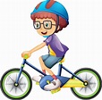 A boy riding a bicycle cartoon character isolated on white background ...