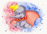 Baby Dumbo ORIGINAL watercolor drawing Dumbo watercolor art | Etsy