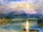 Joseph Mallord William Turner (1775 — 1851, UK) Moonlight on Lake Lucerne with the Rigi in the ...