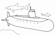 Dibujo para colorear - Submarino nuclear