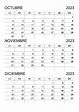 Calendario octubre, noviembre, diciembre 2023 – calendarios.su