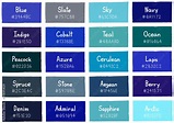 Blue Tone Color Shade Background with Code and Name Illustration vector ...