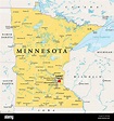 Minnesota, MN, carte politique, avec la capitale Saint Paul et la ...