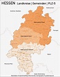 Hessen Vektorkarte Landkreise Gemeinden PLZ-5 - grebemaps Kartographie