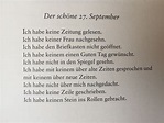 Deutsche Lyrik von damals und heute — “Der schöne 27. September” von ...
