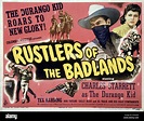 RUSTLERS OF THE BADLANDS, US poster, Charles Starrett (masked), Carla ...