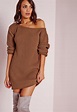 Off-shoulder jumper dress - brown Missguided Casual | Superbalist.com