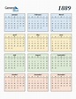 Free 1889 Calendars in PDF, Word, Excel