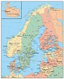 Detailed political map of Scandinavia with roads and major cities ...
