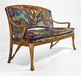 Louis Majorelle Settee, walnut and fabric upholstery 38 1/4 x 63 1/2 x ...