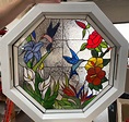 Octagonal Hummingbird Paradise Stained Glass Window Insert Panel ...