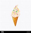 Cartoon style vanilla ice cream with sprinkle vector icon isolated on ...