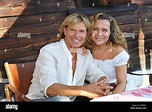 Hansi Hinterseer poses with his wife Ramona during the presentation ...