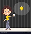 A kid turning on light Royalty Free Vector Image