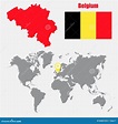 Belgium Map on a World Map with Flag and Map Pointer. Vector ...