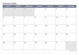 Calendario octubre 2020 para imprimir - iCalendario.net