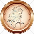 Karte von Hessen als Übersichtskarte in Bronze - Lizenzfreies Bild ...