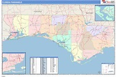 Florida Panhandle Wall Map Color Cast Style by MarketMAPS - MapSales