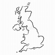 Great Britain Map from the Contour Black Brush Lines on White ...