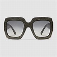 Oversize square-frame rhinestone sunglasses - Gucci Women's Sunglasses ...
