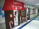 Santa's Workshop Door Decoration | Office christmas decorations, School ...