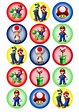 Mario Bros cupcake / cookie edible toppers - Itty Bitty Cake Toppers