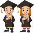 niños de graduación de dibujos animados con un diploma 8916484 Vector ...