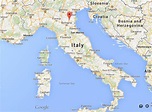 Ferrara on map of Italy