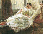 Max Liebermann (1847-1935). Ruhende, lesende Frau | Reading art, Woman ...