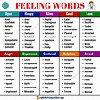 Useful List of 100 Feeling Words | Common Feeling Adjectives - English ...