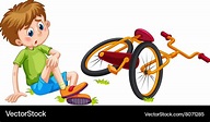 Boy fallen off the bicycle Royalty Free Vector Image