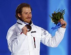 Gold medallist Norway’s Kjetil Jansrud poses during the victory ...