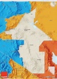 Shaded Relief 3D Map of Lyon County, political outside