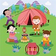 Camping ilustración de dibujos animados | Vector Premium